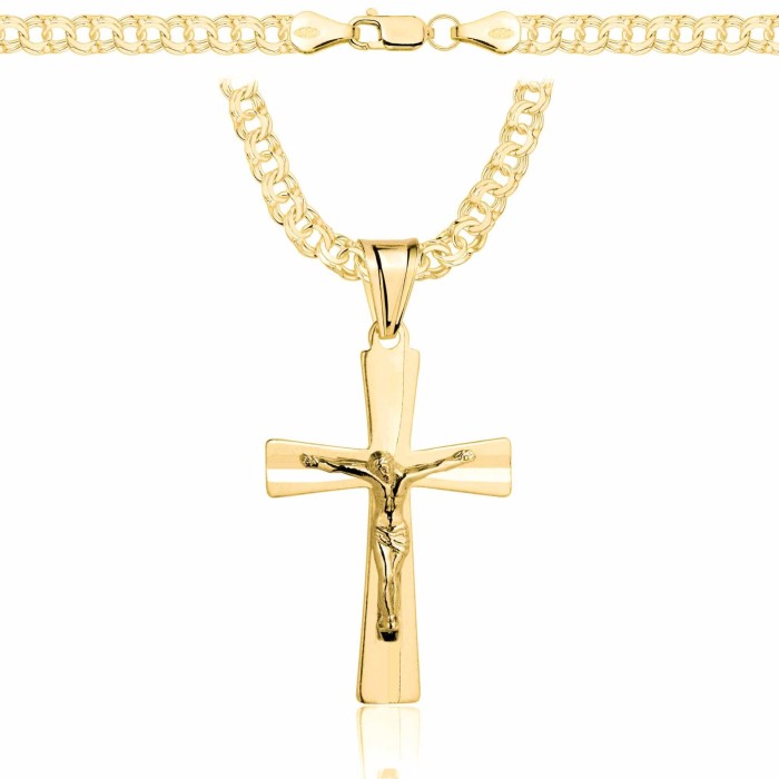 POZŁACANY SREBRNY ŁAŃCUSZEK GALIBARDI Z KRZYŻYKIEM 925 585 - 4,5MM