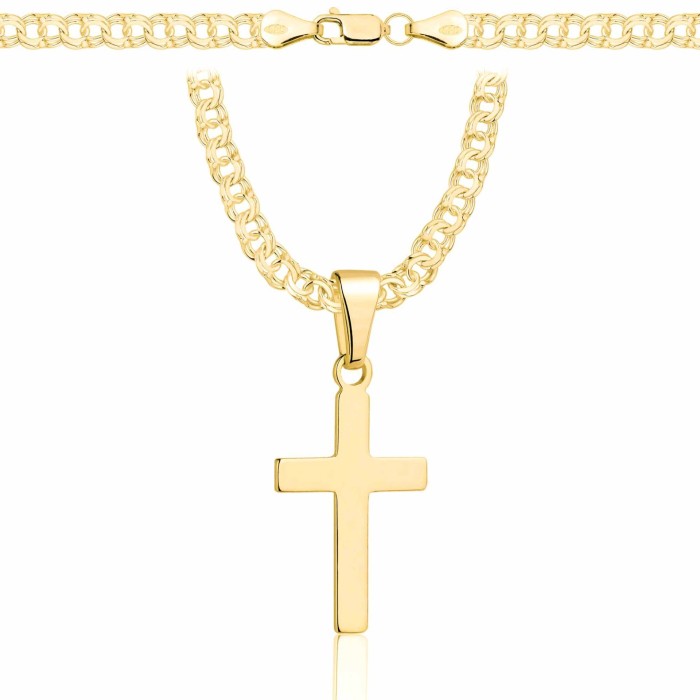 POZŁACANY SREBRNY ŁAŃCUSZEK GALIBARDI Z KRZYŻYKIEM 925 585 - 4,5MM