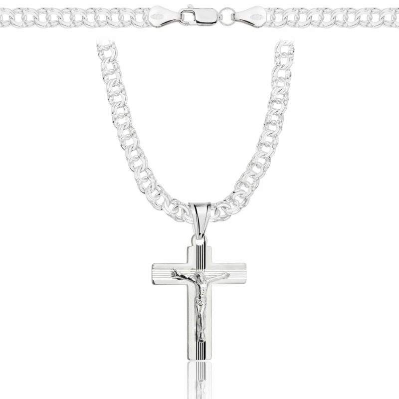 SREBRNY ŁAŃCUSZEK GALIBARDI Z KRZYŻYKIEM 925 - 4,5MM