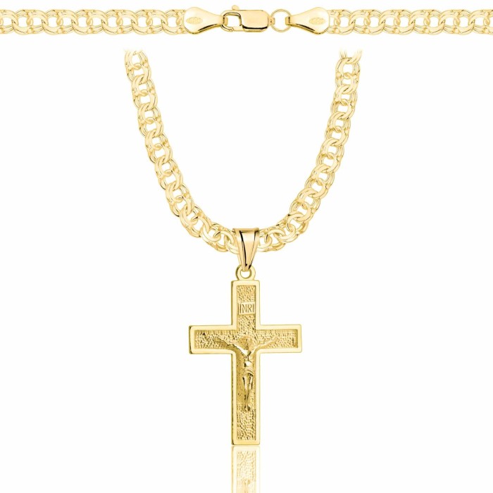 POZŁACANY SREBRNY ŁAŃCUSZEK GALIBARDI Z KRZYŻYKIEM 925 585 - 4,5MM