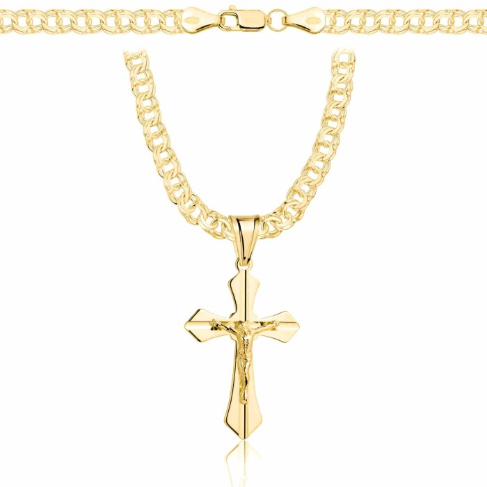 POZŁACANY SREBRNY ŁAŃCUSZEK GALIBARDI Z KRZYŻYKIEM 925 585 - 4,5MM