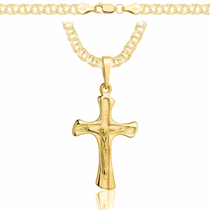 POZŁACANY SREBRNY ŁAŃCUSZEK GALIBARDI Z KRZYŻYKIEM 925 585 - 4,5MM