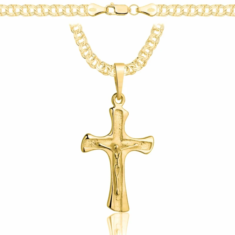 POZŁACANY SREBRNY ŁAŃCUSZEK GALIBARDI Z KRZYŻYKIEM 925 585 - 4,5MM
