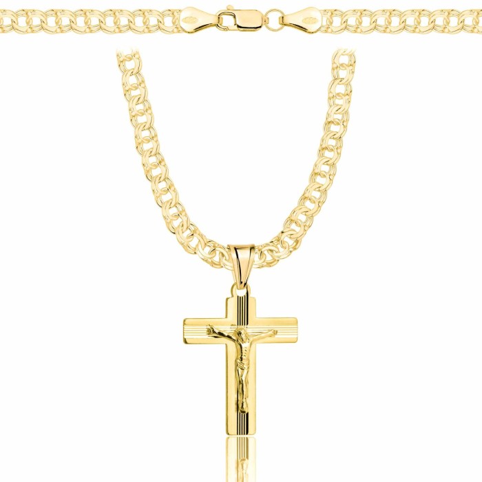 POZŁACANY SREBRNY ŁAŃCUSZEK GALIBARDI Z KRZYŻYKIEM 925 585 - 4,5MM