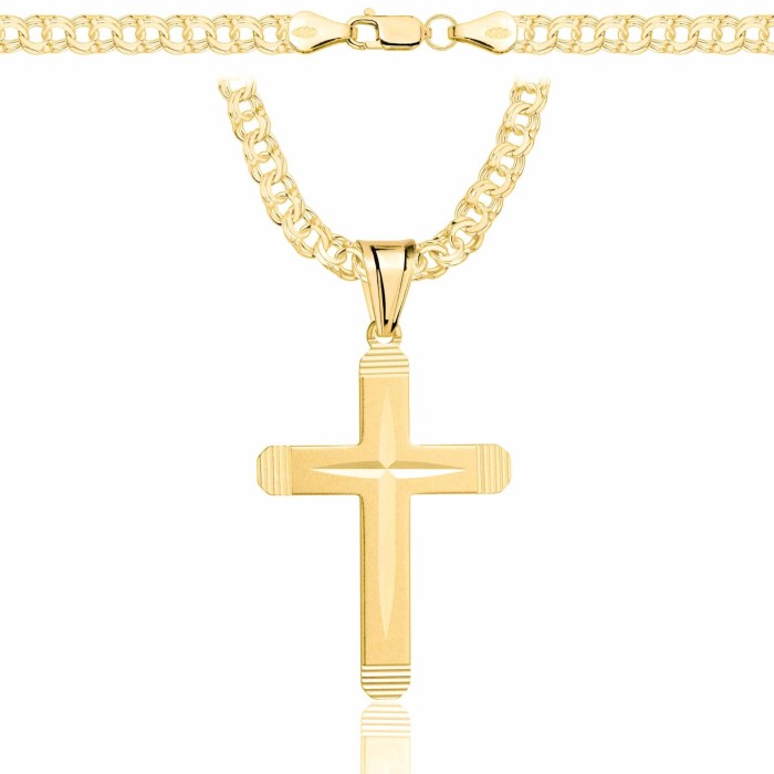 POZŁACANY SREBRNY ŁAŃCUSZEK GALIBARDI Z KRZYŻYKIEM 925 585 - 4,5MM