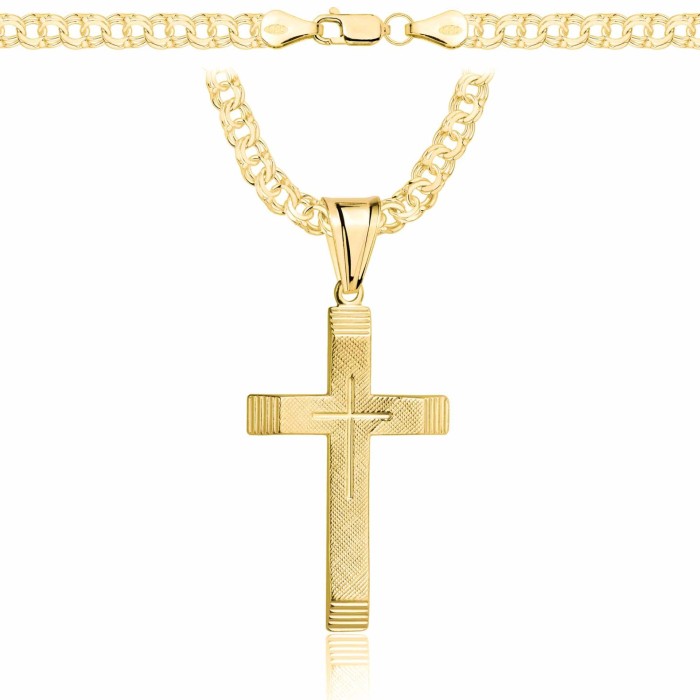 POZŁACANY SREBRNY ŁAŃCUSZEK GALIBARDI Z KRZYŻYKIEM 925 585 - 4,5MM