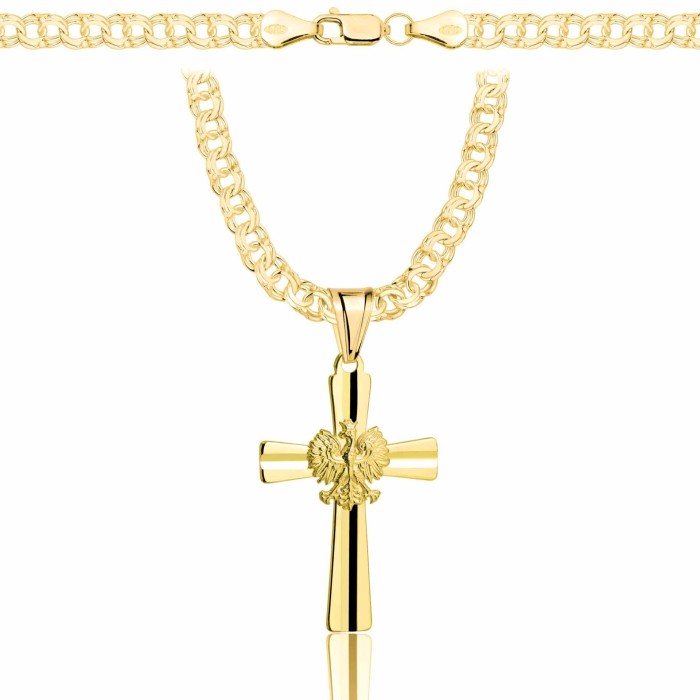 POZŁACANY SREBRNY ŁAŃCUSZEK GALIBARDI Z KRZYŻYKIEM 925 585 - 4,5MM