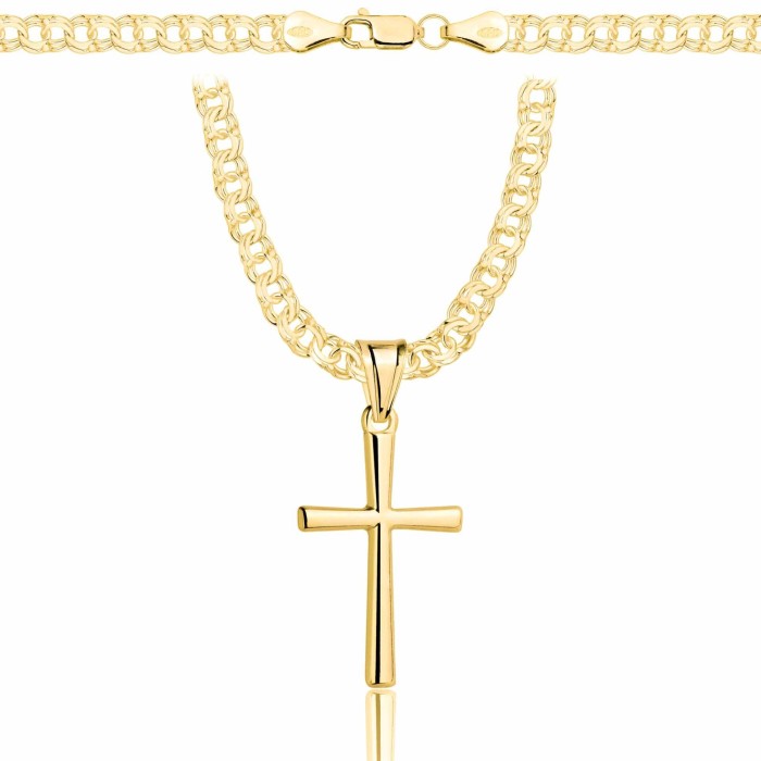 POZŁACANY SREBRNY ŁAŃCUSZEK GALIBARDI Z KRZYŻYKIEM 925 585 - 4,5MM