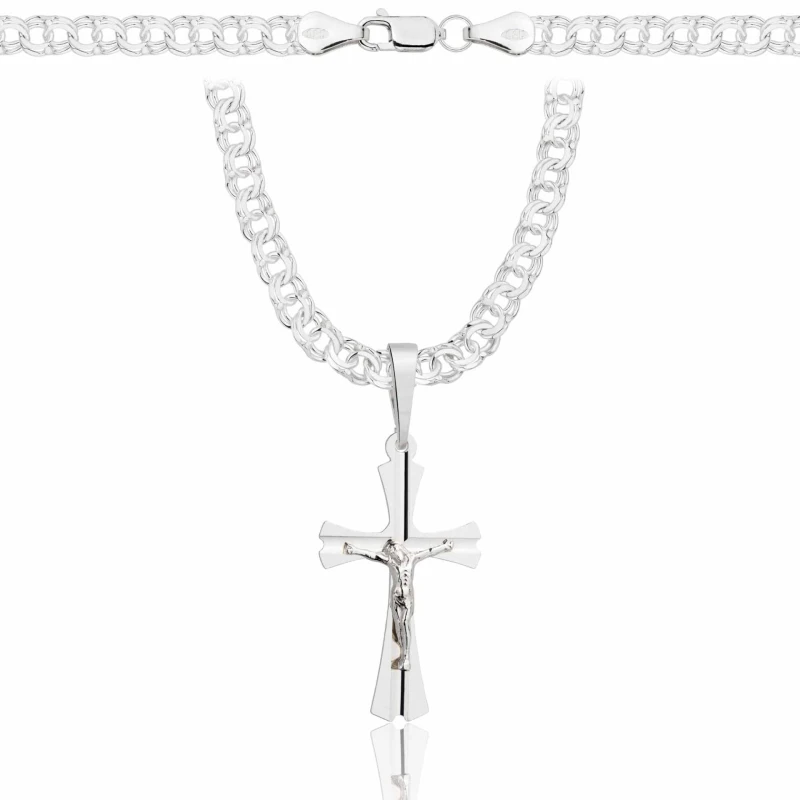 SREBRNY ŁAŃCUSZEK GALIBARDI Z KRZYŻYKIEM 925 - 4,5MM