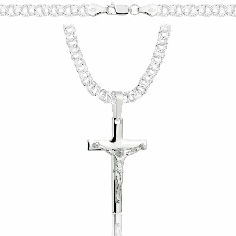 SREBRNY ŁAŃCUSZEK GALIBARDI Z KRZYŻYKIEM 925 - 4,5MM