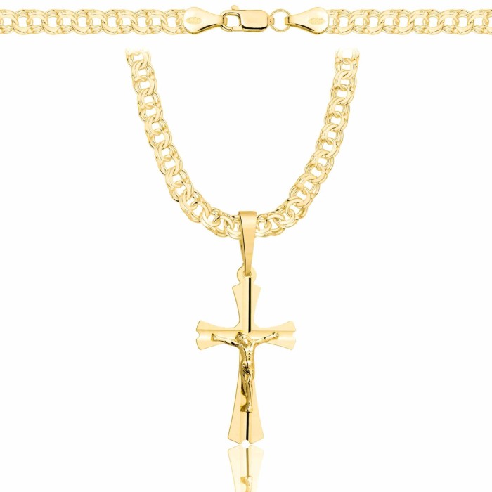 POZŁACANY SREBRNY ŁAŃCUSZEK GALIBARDI Z KRZYŻYKIEM 925 585 - 4,5MM