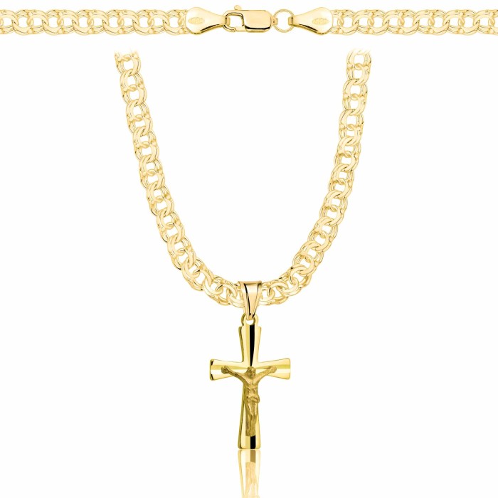 POZŁACANY SREBRNY ŁAŃCUSZEK GALIBARDI Z KRZYŻYKIEM 925 585 - 4,5MM