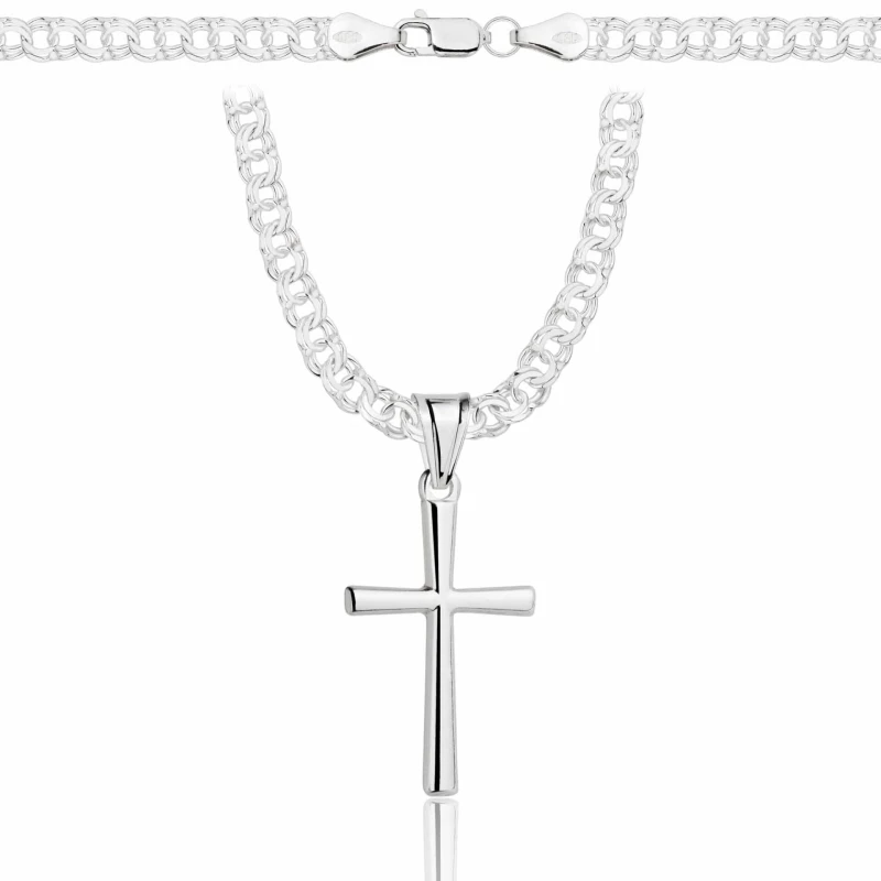 SREBRNY ŁAŃCUSZEK GALIBARDI Z KRZYŻYKIEM 925 - 4,5MM