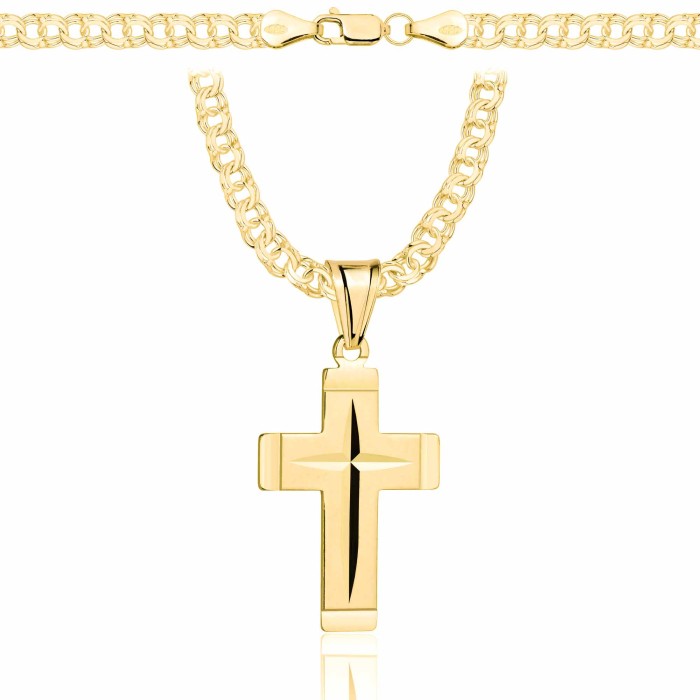 POZŁACANY SREBRNY ŁAŃCUSZEK GALIBARDI Z KRZYŻYKIEM 925 585 - 4,5MM