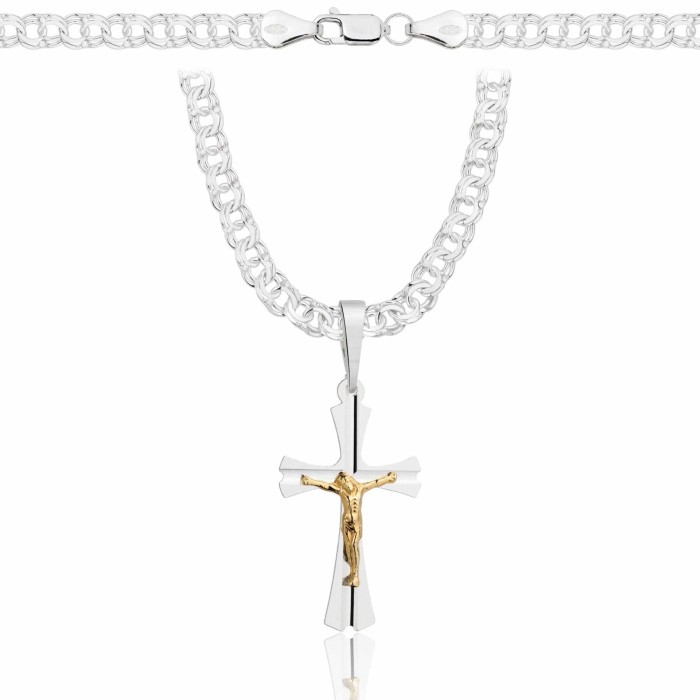 SREBRNY ŁAŃCUSZEK GALIBARDI Z KRZYŻYKIEM 925 - 4,5MM