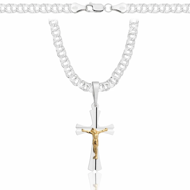 SREBRNY ŁAŃCUSZEK GALIBARDI Z KRZYŻYKIEM 925 - 4,5MM