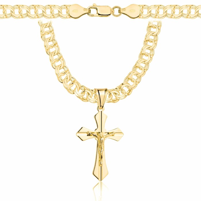 POZŁACANY SREBRNY ŁAŃCUSZEK GALIBARDI Z KRZYŻYKIEM 925 585 - 6,5MM