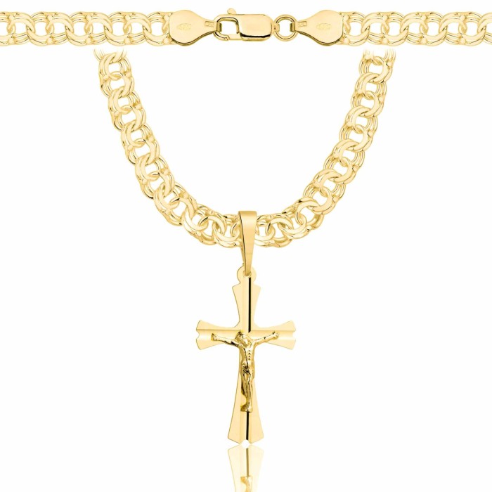 POZŁACANY SREBRNY ŁAŃCUSZEK GALIBARDI Z KRZYŻYKIEM 925 585 - 6,5MM