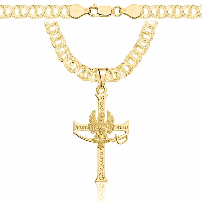 POZŁACANY SREBRNY ŁAŃCUSZEK GALIBARDI Z KRZYŻYKIEM 925 585 - 6,5MM