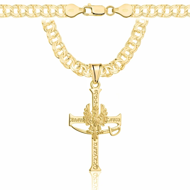 POZŁACANY SREBRNY ŁAŃCUSZEK GALIBARDI Z KRZYŻYKIEM 925 585 - 6,5MM