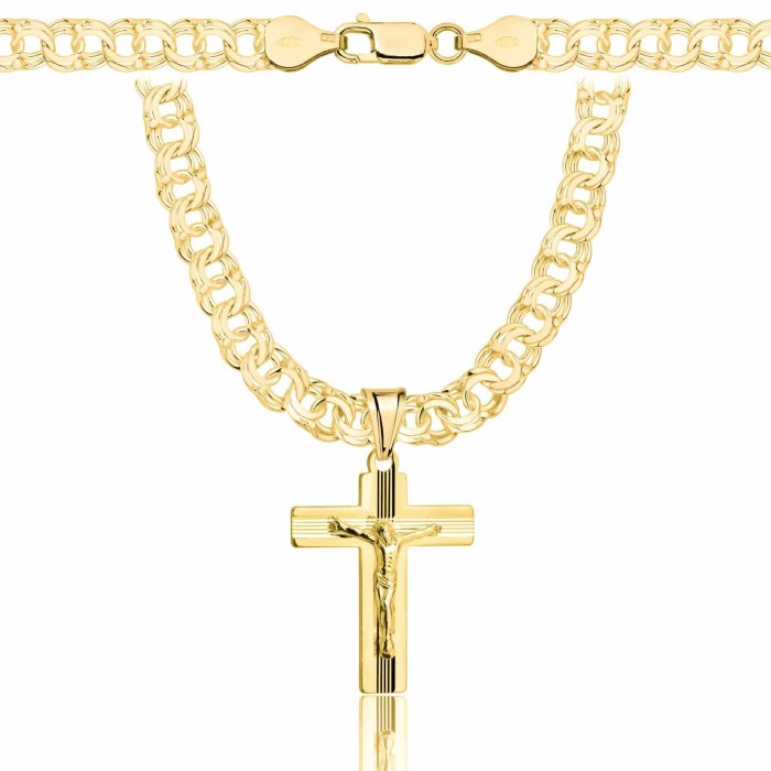 POZŁACANY SREBRNY ŁAŃCUSZEK GALIBARDI Z KRZYŻYKIEM 925 585 - 6,5MM