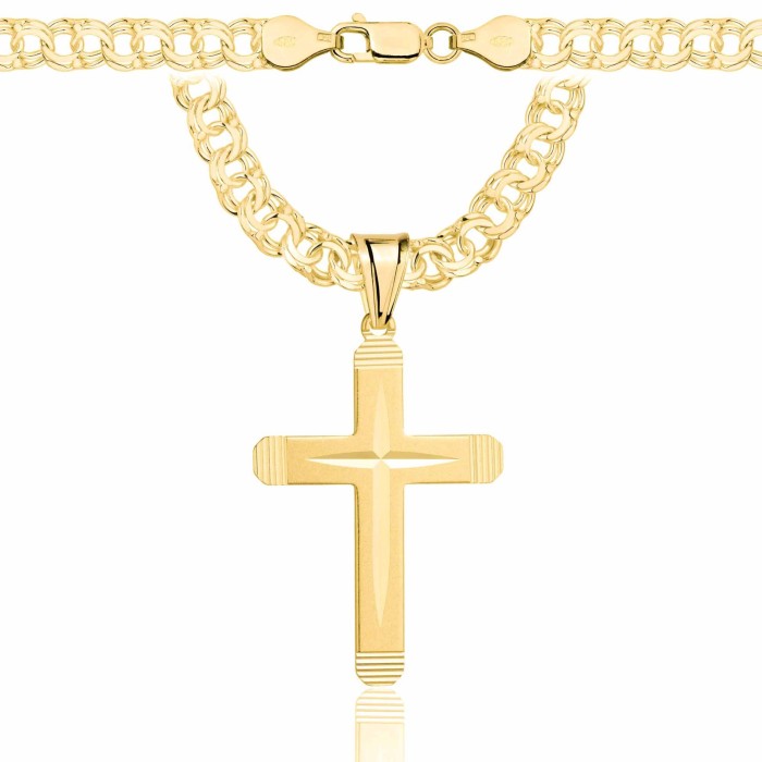 POZŁACANY SREBRNY ŁAŃCUSZEK GALIBARDI Z KRZYŻYKIEM 925 585 - 6,5MM