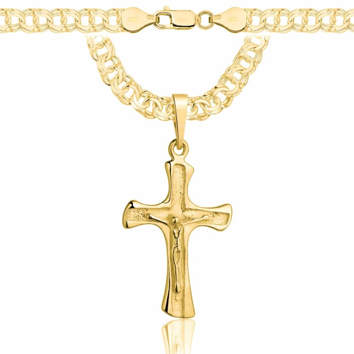 POZŁACANY SREBRNY ŁAŃCUSZEK GALIBARDI Z KRZYŻYKIEM 925 585 - 6,5MM