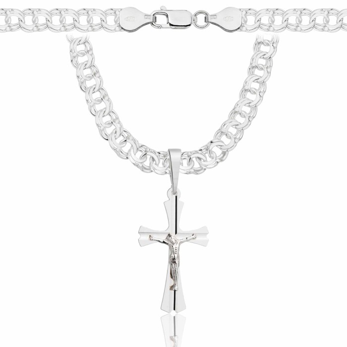 SREBRNY ŁAŃCUSZEK GALIBARDI Z KRZYŻYKIEM 925 - 6,5MM