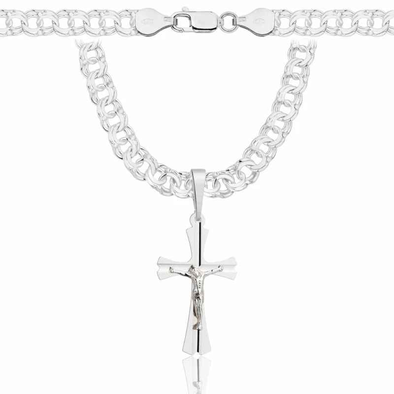 SREBRNY ŁAŃCUSZEK GALIBARDI Z KRZYŻYKIEM 925 - 6,5MM