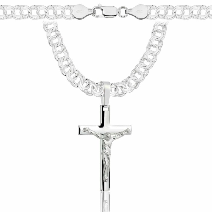 SREBRNY ŁAŃCUSZEK GALIBARDI Z KRZYŻYKIEM 925 - 6,5MM