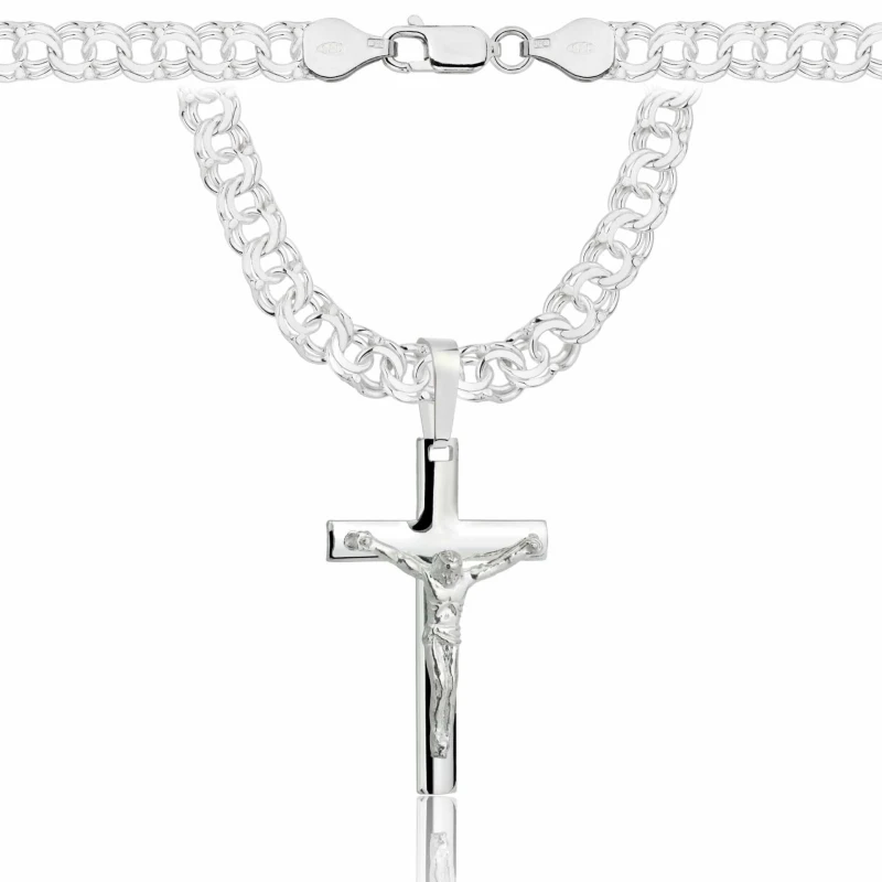 SREBRNY ŁAŃCUSZEK GALIBARDI Z KRZYŻYKIEM 925 - 6,5MM