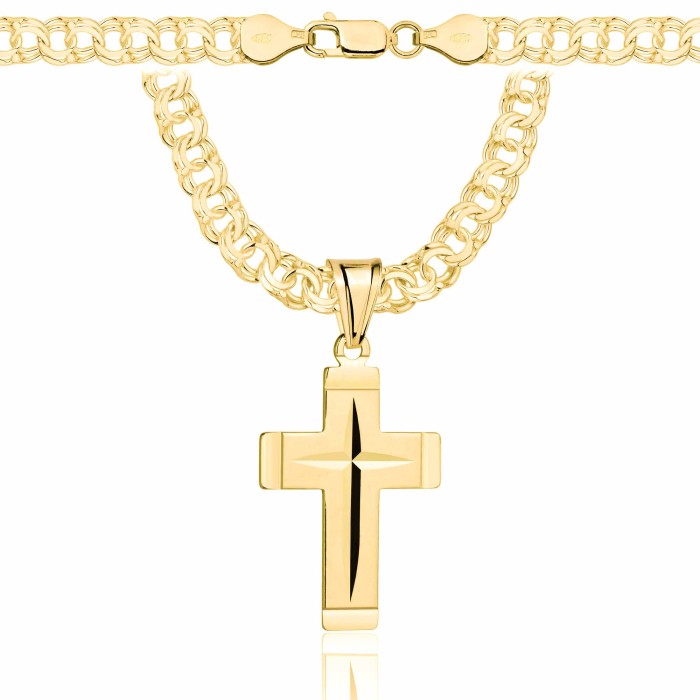 POZŁACANY SREBRNY ŁAŃCUSZEK GALIBARDI Z KRZYŻYKIEM 925 585 - 6,5MM