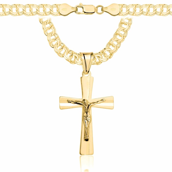 POZŁACANY SREBRNY ŁAŃCUSZEK GALIBARDI Z KRZYŻYKIEM 925 585 - 6,5MM