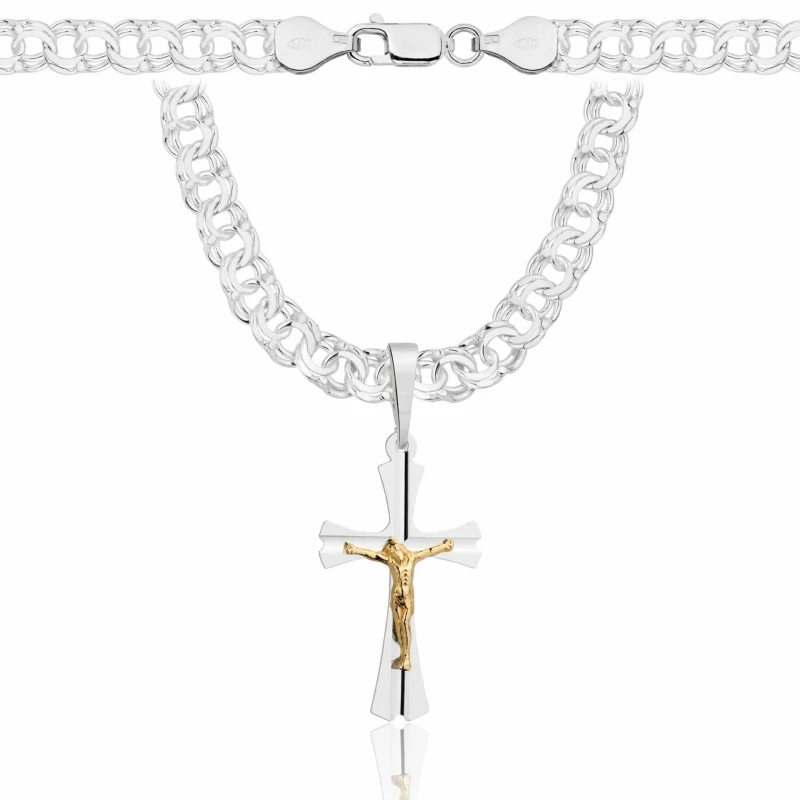 SREBRNY ŁAŃCUSZEK GALIBARDI Z KRZYŻYKIEM 925 - 6,5MM