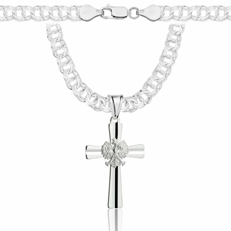SREBRNY ŁAŃCUSZEK GALIBARDI Z KRZYŻYKIEM 925 - 6,5MM