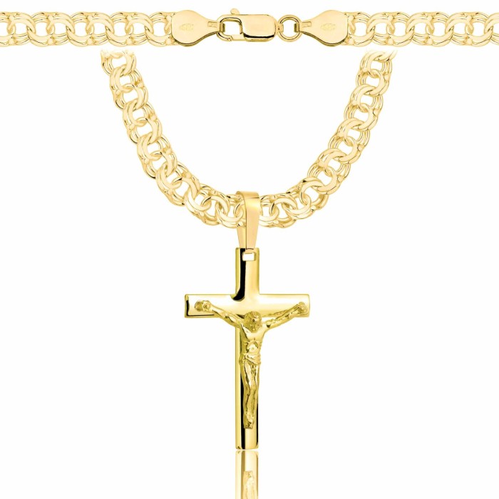 POZŁACANY SREBRNY ŁAŃCUSZEK GALIBARDI Z KRZYŻYKIEM 925 585 - 6,5MM