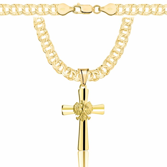 POZŁACANY SREBRNY ŁAŃCUSZEK GALIBARDI Z KRZYŻYKIEM 925 585 - 6,5MM