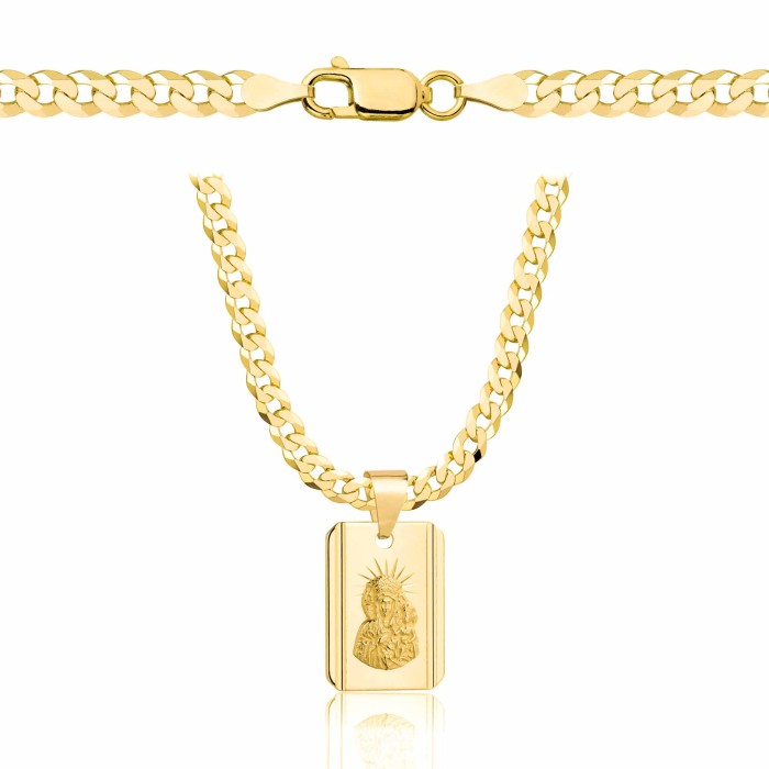 POZŁACANY SREBRNY ŁAŃCUSZEK PANCERKA Z MEDALIKIEM 925 585 - 3,8MM