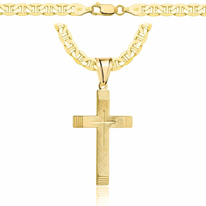 POZŁACANY SREBRNY ŁAŃCUSZEK GUCCI Z KRZYŻYKIEM 925 585 - 5,5MM