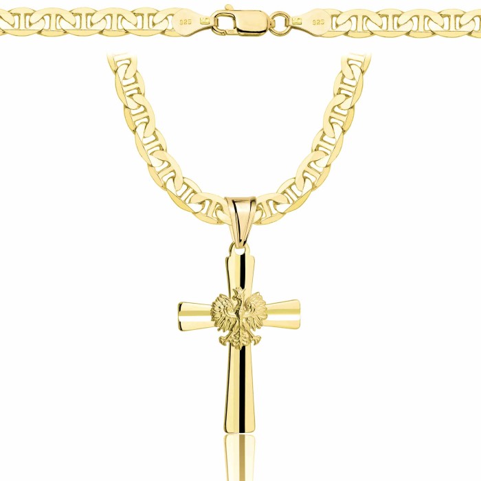 POZŁACANY SREBRNY ŁAŃCUSZEK GUCCI Z KRZYŻYKIEM 925 585 - 5,5MM