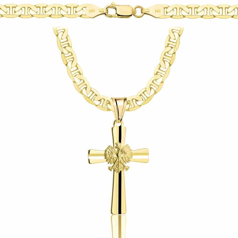 POZŁACANY SREBRNY ŁAŃCUSZEK GUCCI Z KRZYŻYKIEM 925 585 - 5,5MM