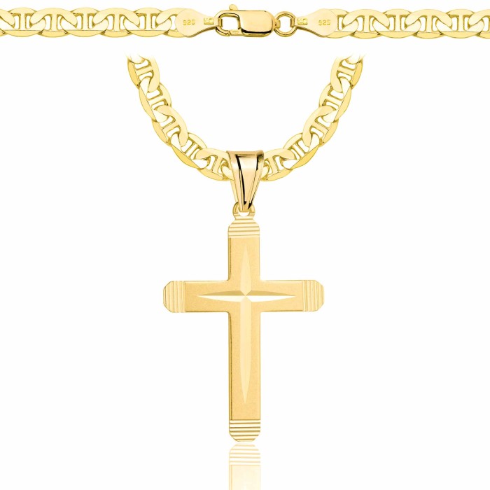 POZŁACANY SREBRNY ŁAŃCUSZEK GUCCI Z KRZYŻYKIEM 925 585 - 5,5MM