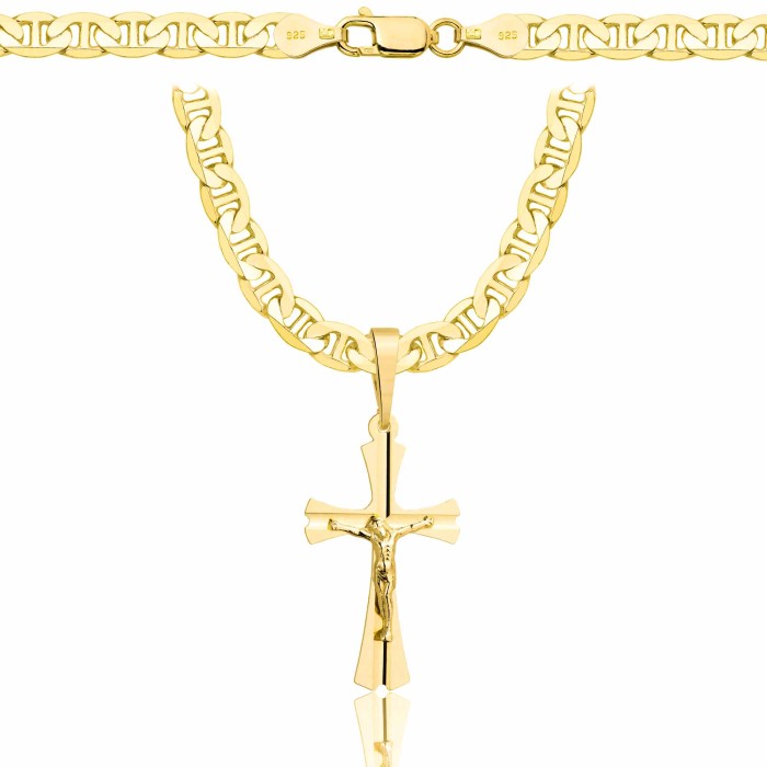 POZŁACANY SREBRNY ŁAŃCUSZEK GUCCI Z KRZYŻYKIEM 925 585 - 5,5MM