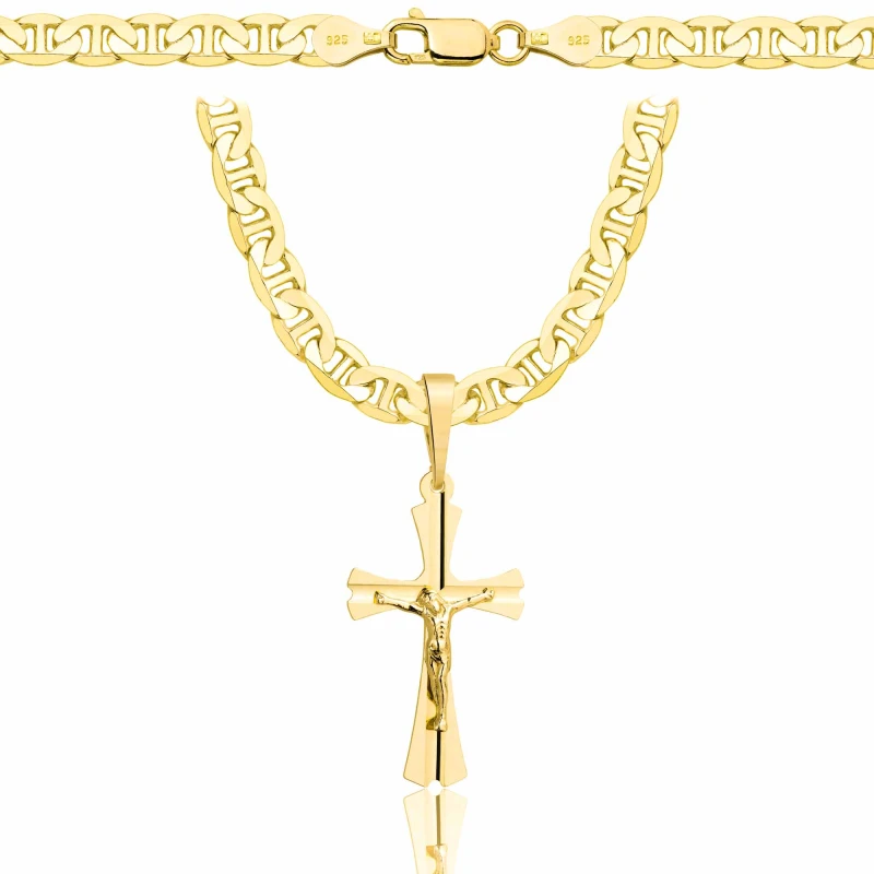 POZŁACANY SREBRNY ŁAŃCUSZEK GUCCI Z KRZYŻYKIEM 925 585 - 5,5MM
