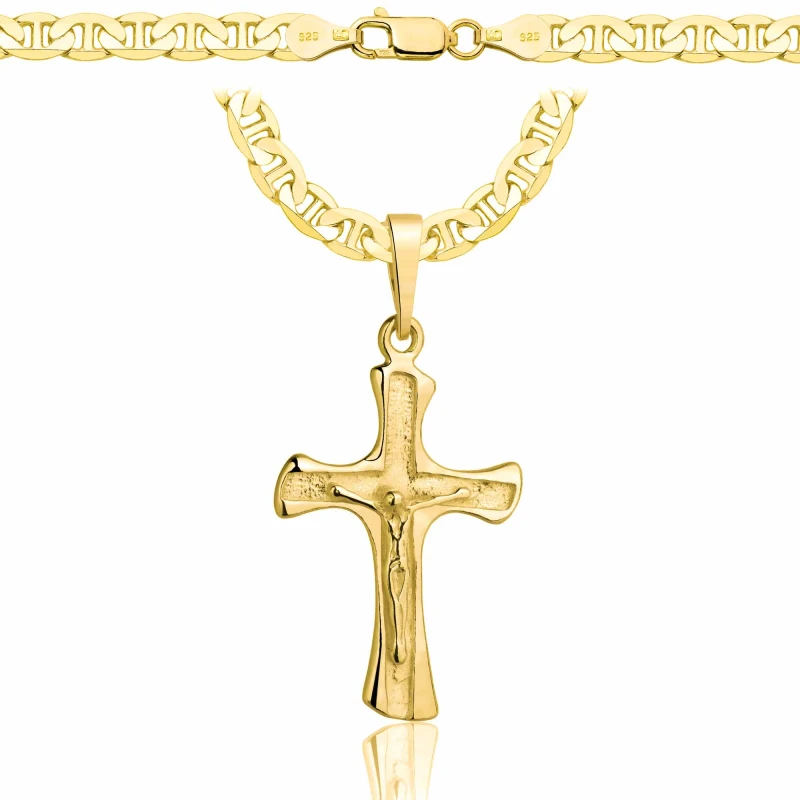 POZŁACANY SREBRNY ŁAŃCUSZEK GUCCI Z KRZYŻYKIEM 925 585 - 5,5MM