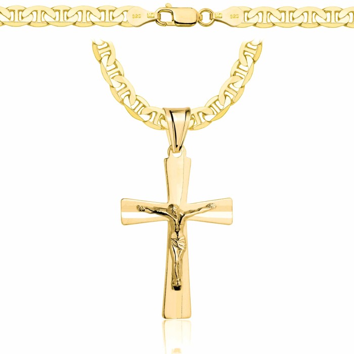 POZŁACANY SREBRNY ŁAŃCUSZEK GUCCI Z KRZYŻYKIEM 925 585 - 5,5MM