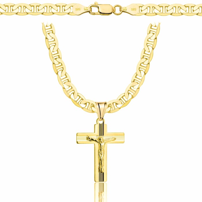 POZŁACANY SREBRNY ŁAŃCUSZEK GUCCI Z KRZYŻYKIEM 925 585 - 5,5MM