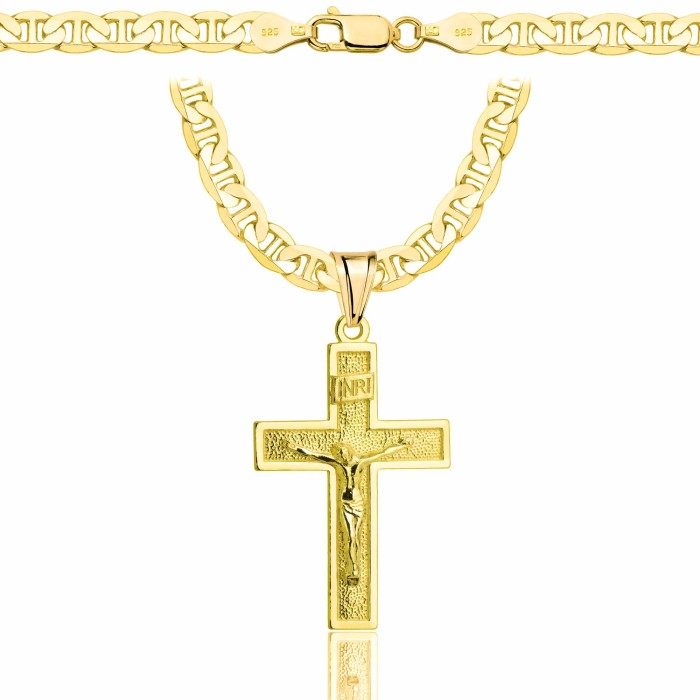 POZŁACANY SREBRNY ŁAŃCUSZEK GUCCI Z KRZYŻYKIEM 925 585 - 5,5MM