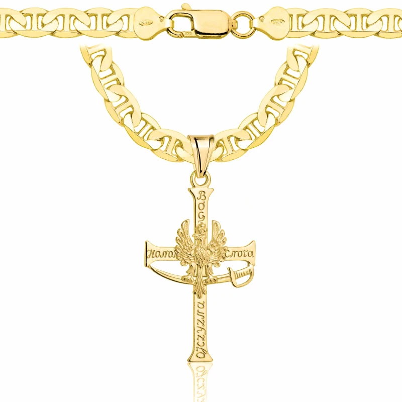 POZŁACANY SREBRNY ŁAŃCUSZEK GUCCI Z KRZYŻYKIEM 925 585 - 6,5MM