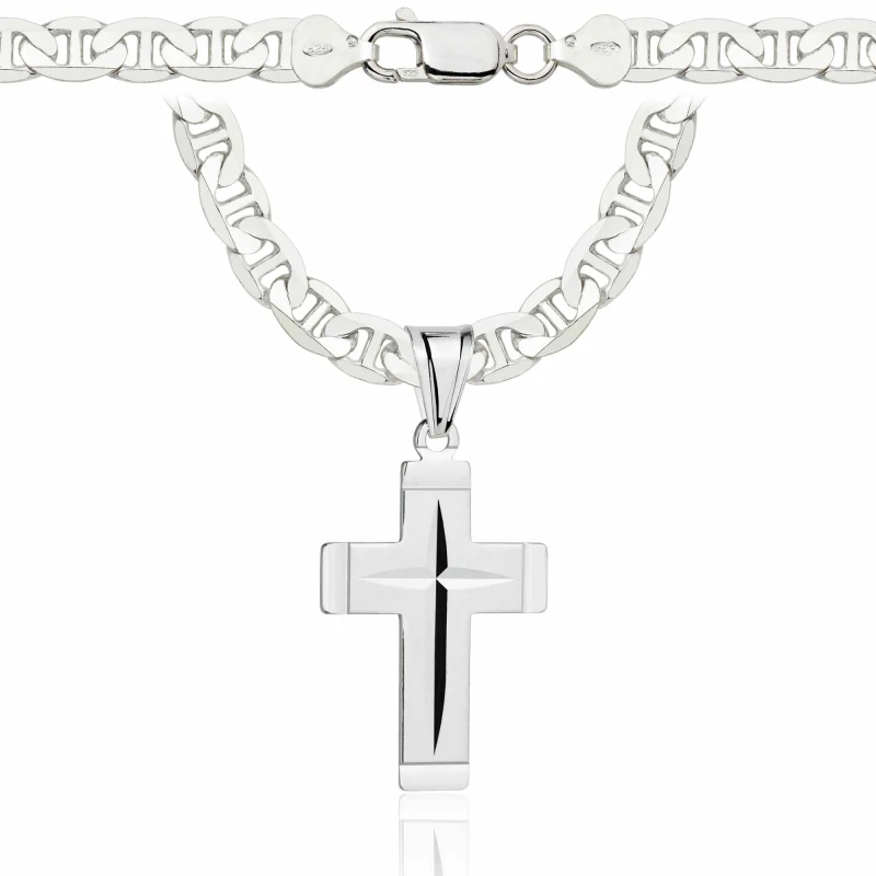 SREBRNY ŁAŃCUSZEK GUCCI Z KRZYŻYKIEM 925 - 6,5MM